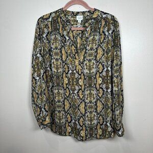 Evereve Peyton Jensen Button Up shirt Snake Print Long Sleeve Women's Size XL